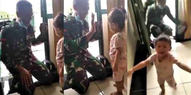 Momen Sedih Prajurit TNI Pulang ke Rumah, Anak Menangis Tak Mengenali