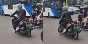Valentino Rossi Belum Tentu Bisa, Aksi Jaga Kesembangan Pemotor Ini Viral