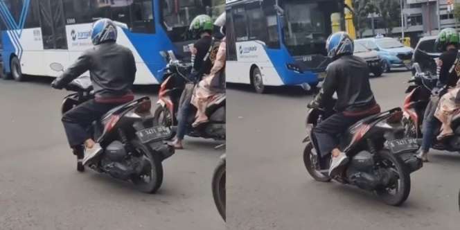Valentino Rossi Belum Tentu Bisa, Aksi Jaga Kesembangan Pemotor Ini Viral