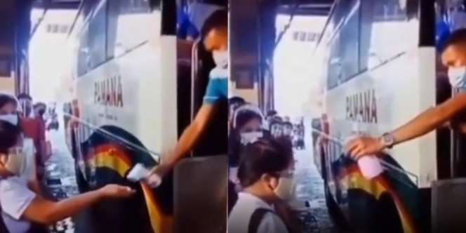 Ngakak! Dikira Thermal Gun, Awak Bus Semprot Wajah Penumpang Pakai Disinfektan