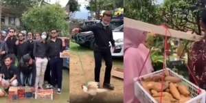 Sahabat Menikah, Teman Datang Resepsi Bawa Kado Hasil Panen dan Sembako