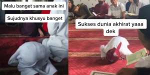 Bocah Sujudnya Khusyuk Banget, Bubaran Sholat Ternyata Ketiduran