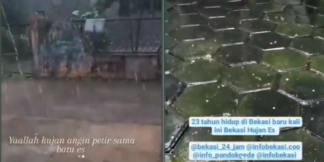 Bekasi Diguyur Hujan Es