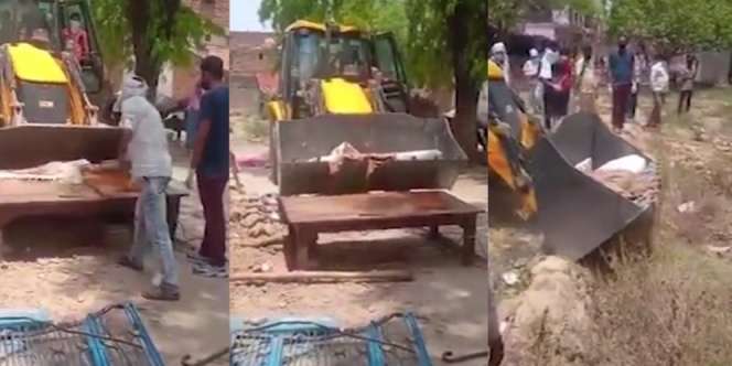 Jasad Korban Covid-19 di India Dibuang Pakai Ekskavator, Warga Takut Ketularan