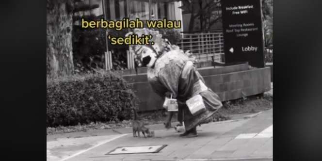 Viral Pengamen Ondel-Ondel Sibuk Berbagi Makan dengan Kucing Jalanan