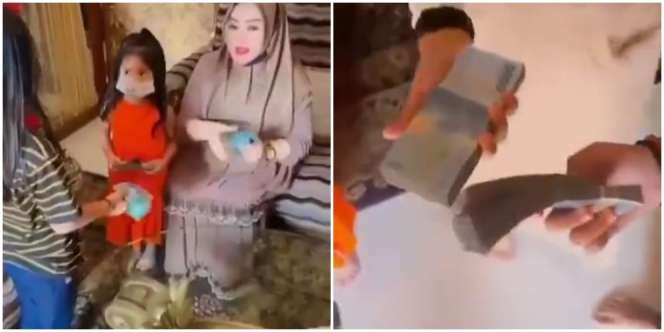 Bikin Iri, Ibu Ini Bagikan Duit THR Segepok untuk Tiap Anggota Keluarganya