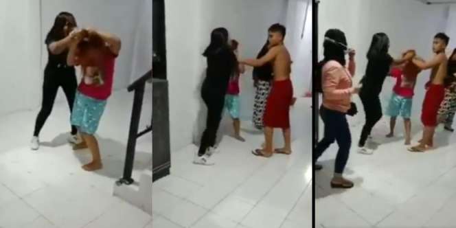 Istri Labrak Selingkuhan Suami di Kosan, Pelakor Malah Santuy Nyapu Pas Diamuk
