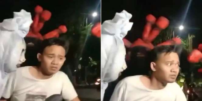 Dikerumuni Virus dan Pocong, Pemotor Lupa Pakai Masker `Kena Mentalnya`