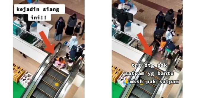 Viral Bocah Histeris Ketakutan Eskalator, Aksi Sigap Satpam Tuai Pujian