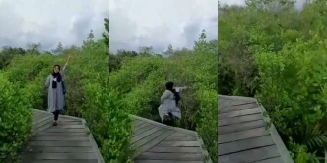Asyik Bikin Video di Tengah Hutan Bakau, Gadis Berhijab Mendadak Raib