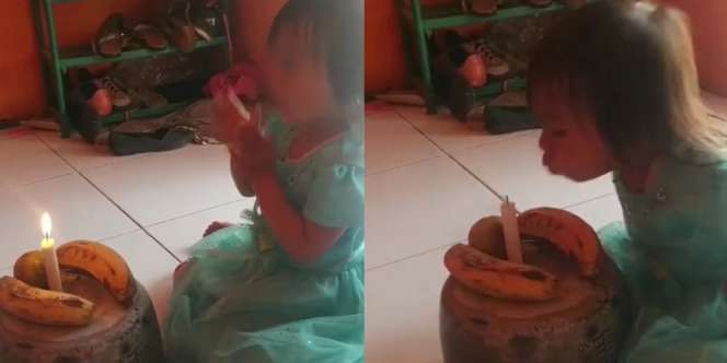 Rayakan Ultah dengan 3 Pisang di Atas Baskom, Ekpresi si Bocah Bikin Haru