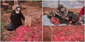7 Momen Haru Ria Ricis Ziarah ke Makam Sang Ayah yang Kemudian Dibuat Konten