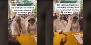 Viral Momen Haru Pengantin Pria Bersimpuh Rindu Mendiang Ayah Usai Ucap Akad
