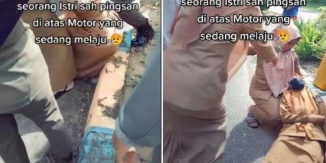 Bertemu Suami Semobil sama Pelakor, Istri Sah Pingsan Jatuh dari Motor