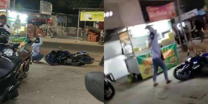 Viral! Diduga Sakit Hati, Cewek Ini Hajar Motor Kekasih Pakai Batu