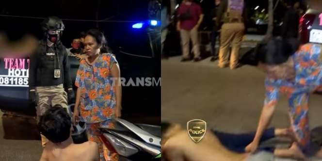 Diciduk Tim Tiger, Pemuda Ini Diomeli Emak-Emak Berdaster, Celana Disorot Polwan