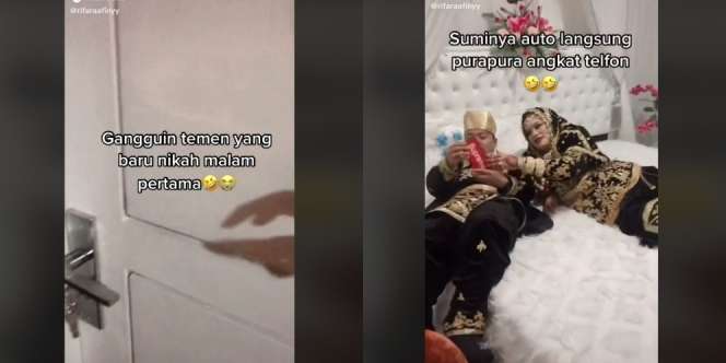 Malam Pertama Diganggu Teman, Lihat Reaksi Suami Auto Salting Pura-pura Begini