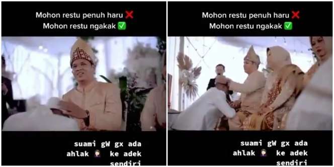 Auto Ngakak! Pas Haru-harunya Sungkeman, Pengantin Pria Alami Hal Tak Terduga