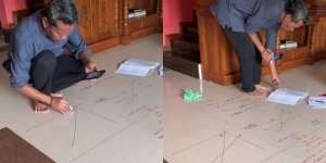 Viral Aksi Guru Menulis Materi Mengajar di Lantai