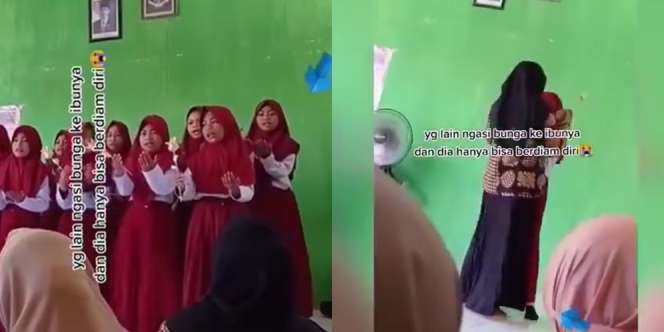 Pilu, Anak-Anak Lain Beri Bunga ke Ibu, Anak Satu Ini Hanya Bisa Diam & Nangis