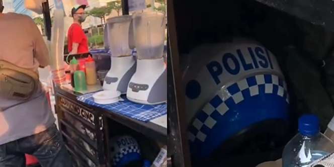 Viral Helm Mirip Punya Polisi di Gerobak Penjual Es, Netizen Auto Overthingking