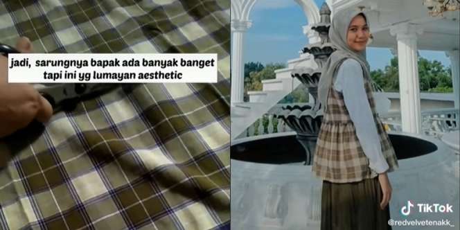 Haru Sekaligus Kagum, Baju Cantik Gadis Ini Dibuat dari Sarung Almarhum Ayah