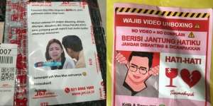 10 Foto Kocak Peringatan ala Seller di Paket Barang, Kurir Auto Nyengir