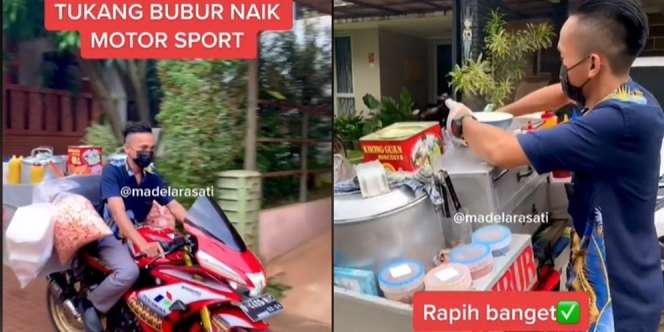 Viral Abang Bubur Ayam Jualan Pakai Motor Sport, Jadi Langganan Ibu-Ibu Kompleks