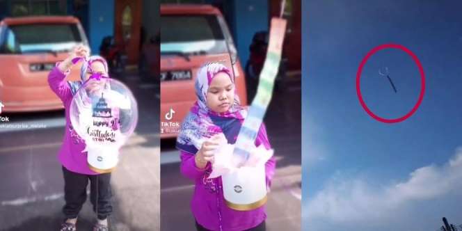 Apes! Niatnya Kejutan, Hadiah Buket Uang Ikut Melayang Bersama Balon Terbang