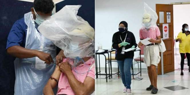 Diledek Pakai Kantong Keserek Besar di Kepala Saat Vaksin, Endingnya Bikin Haru
