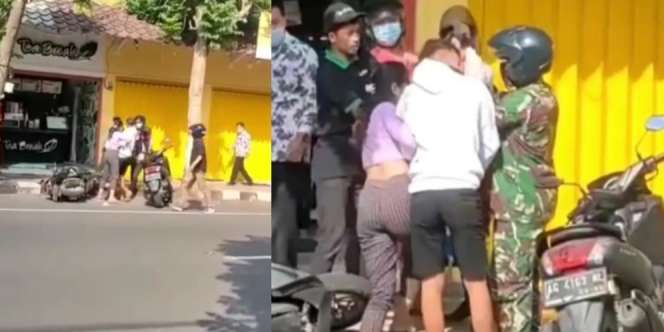 Malu-maluin, 2 Cewek Rebutan Cowok di Pinggir Jalan, Aparat Turun Tangan