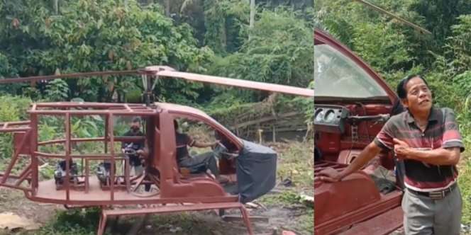 Mesin Motor Mio dan Body Mobil Espass, Kakek Tak Tamat SD Rakit Helikopter