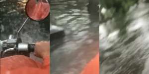 Pemotor Cewek Apes Terabas Banjir, Awalnya Ngakak Endingnya `Blublublub`