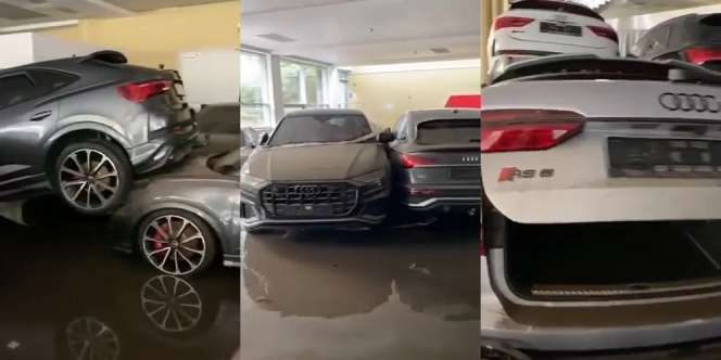 Deretan Mobil Mewah Audi Bertumpukan Diterjang Banjir Jerman