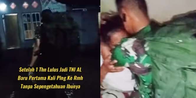 Momen Haru Prajurit TNI Pertama Kali Pulang Kampung, Tak Mau Lepas Peluk Ibu