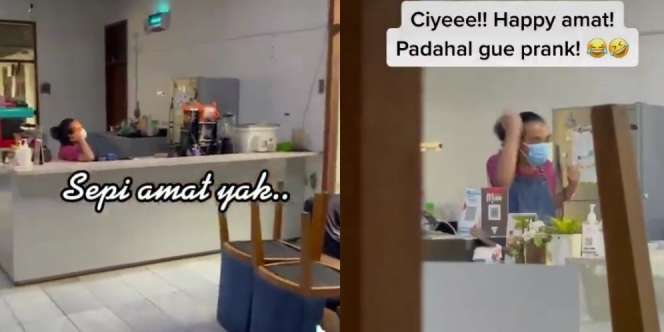 Prank Karyawan Cafe Sendiri yang Sepi Pembeli Akibat PPKM, Aksi si Bos Disorot