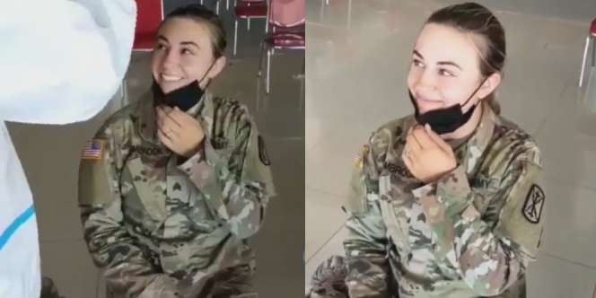 Tentara Wanita AS Turunkan Masker Saat Swab, Warga +62 Auto Jatuh Cinta