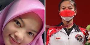 Pesona Windy Cantika Aisah, Atlet Angkat Besi Saat Berhijab