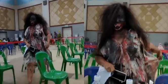 Peserta Vaksin Heboh, Sosok Berwajah Seram Datang Minta Disuntik