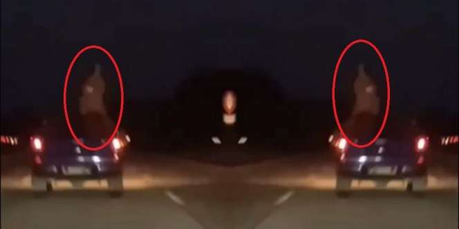 Video Sosok Putih Berdiri di Atas Mobil yang Melaju Kencang, Bikin Merinding
