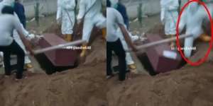 Viral Petugas Pemakaman Pakai APD Lengkap Kecemplung ke Liang Kubur