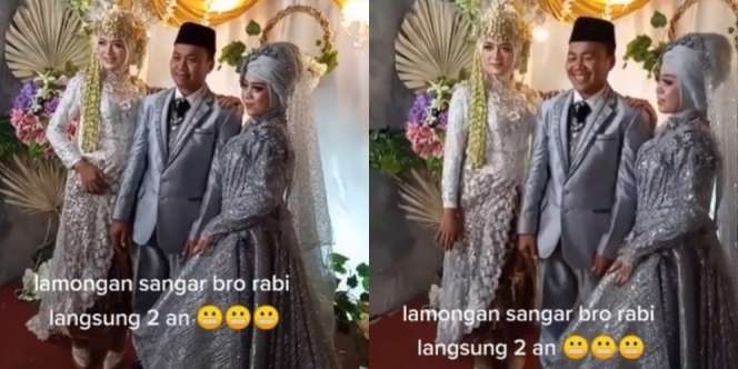 Heboh Pengantin Pria Diapit Dua Wanita di Pelaminan, Faktanya Mengejutkan