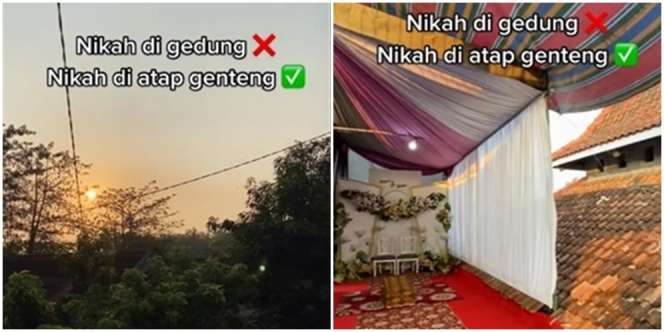 Beda dari yang Lain, Wanita Ini Gelar Acara Nikahan di Atap Rumah