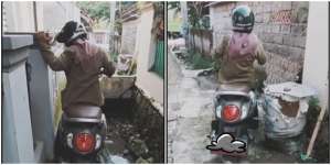 Hanya Emak-Emak yang Bisa Gini, Naik Motor Mepet Selokan, Lihat Endingnya