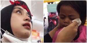 Aksi Kasir Cantik Bersihkan Wajah Dua Bocah, Si Botak Bikin Salfok