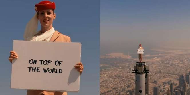 Heboh Iklan Pramugari Syutingnya Asli di Atas Burj Khalifa, Auto Lemes Lihatnya
