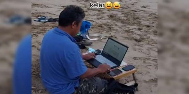 Asal Istri dan Anak Bahagia, Ayah Pindah Ngantor di Pantai