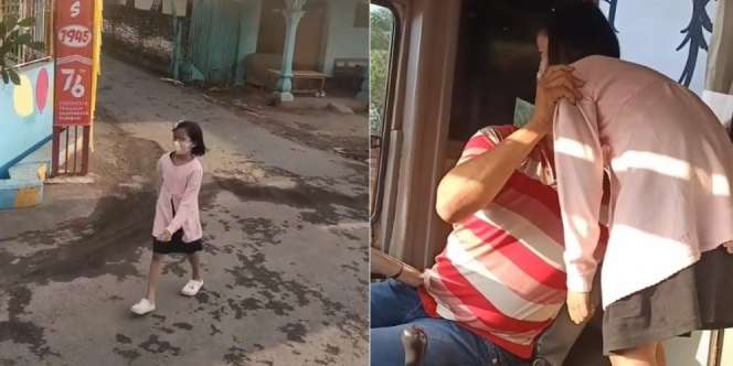 Momen Haru Sopir Bus Berhenti demi Peluk Putrinya di Pinggir Jalan