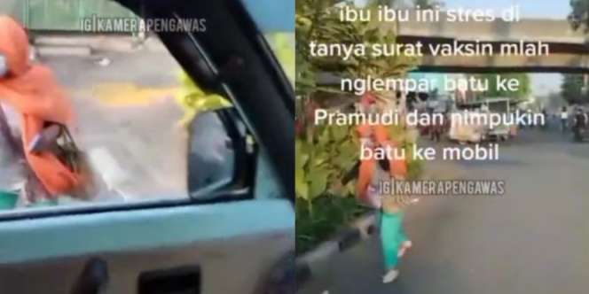 Viral Emak-Emak Ngamuk dan Lempar Batu ke Sopir Gegara Ditanya Surat Vaksin