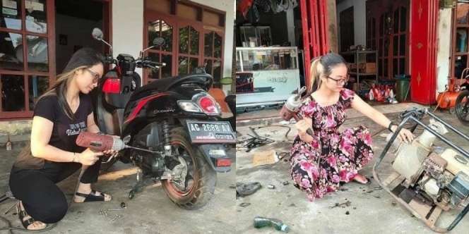 Kisah Guru Cantik di Kediri Banting Setir Jadi Montir